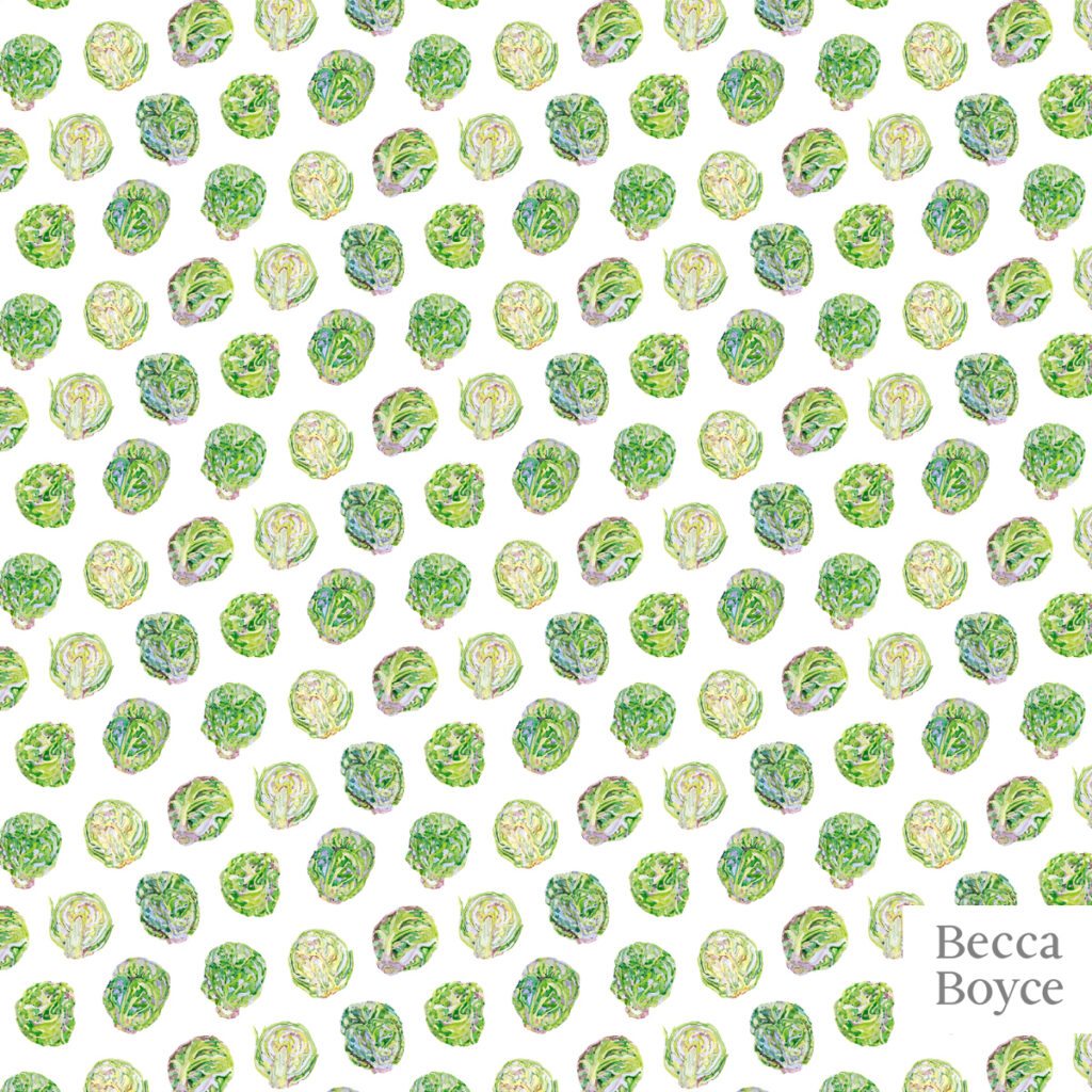 Brussel Sprout watercolour food pattern